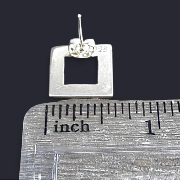 Sterling Silver Square/Geometric Pendant Earring & 18” Snake Chain Set 13.7g - Picture 9 of 12